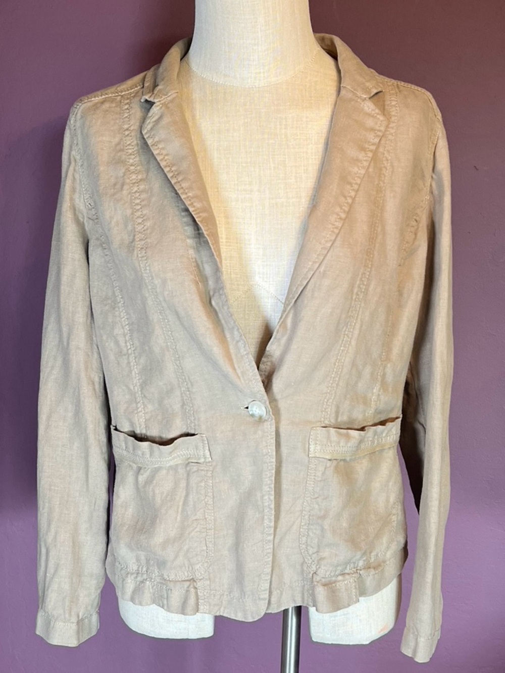 CASLON Tan Beige Linen Blazer size Medium